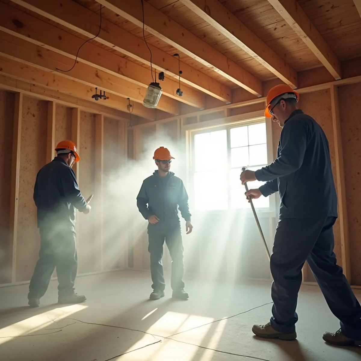 Microscopic aerosol pairing agents penetrating deep into structural framing cracks and pores