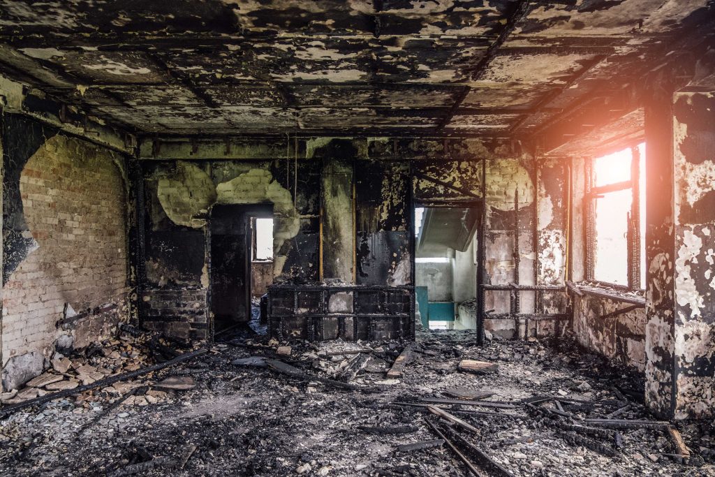 A room is completely destroyed by a fire in a Alsip home.